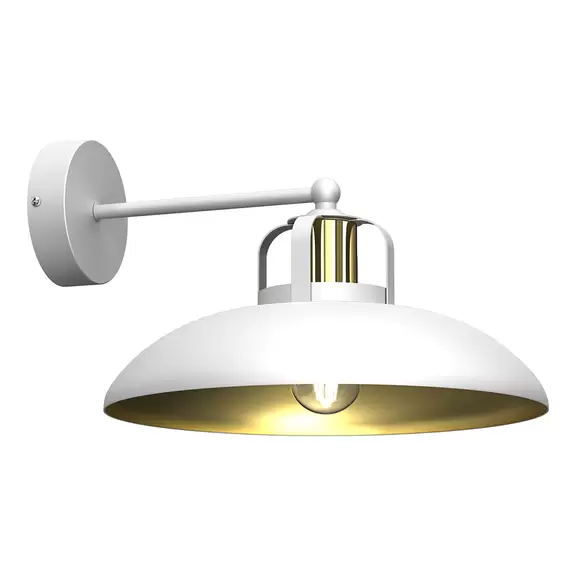 Lampenwelt Wandlampe Felix, weiß/gold Versandkostenfrei