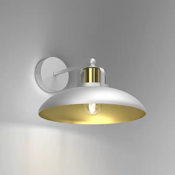 Lampenwelt Wandlampe Felix, weiß/gold Versandkostenfrei