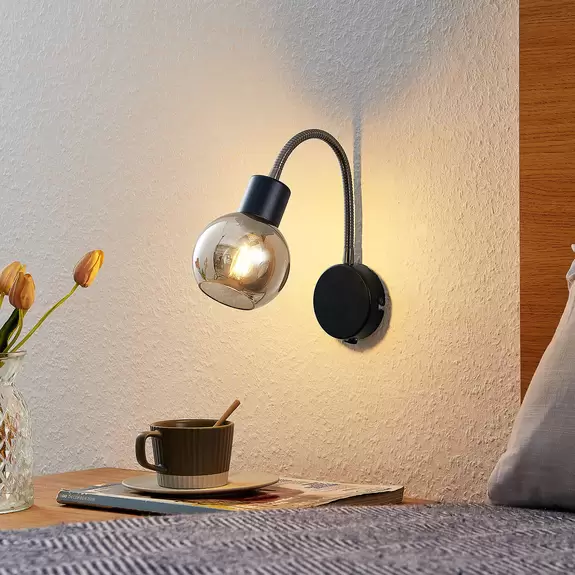 Lampenwelt Lindby Lioma Wandleuchte mit Flexarm, schwarz Weihnachtsangebot