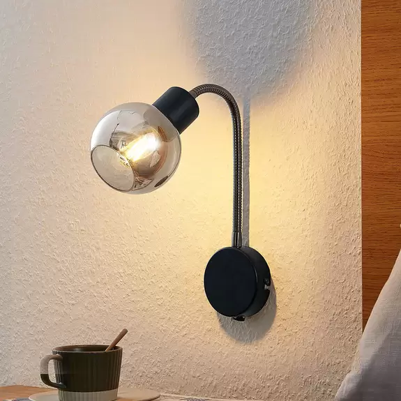 Lampenwelt Lindby Lioma Wandleuchte mit Flexarm, schwarz Weihnachtsangebot