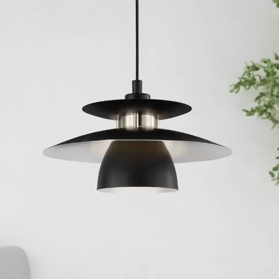 Lampenwelt Hängeleuchte Brenda, schwarz/nickel matt Muttertagsangebot