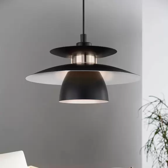 Lampenwelt Hängeleuchte Brenda, schwarz/nickel matt Muttertagsangebot