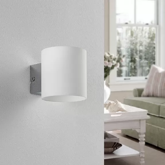 Lampenwelt Lindby Gerrit Wandlampe aus weißem Glas, rund Online Outlet