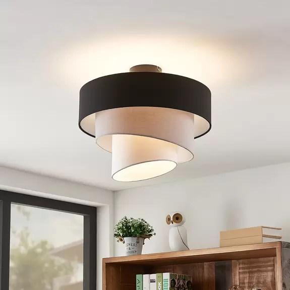 Lampenwelt Lindby Coria Deckenlampe, schwarz und grau Blitzangebot