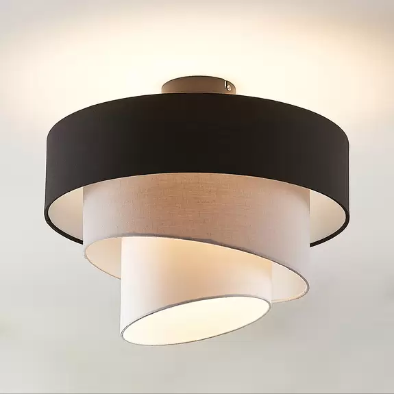 Lampenwelt Lindby Coria Deckenlampe, schwarz und grau Blitzangebot
