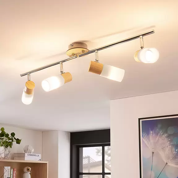 Lampenwelt Holzstrahler Christoph, 4-flammig Kauf eins, bekomm eins gratis