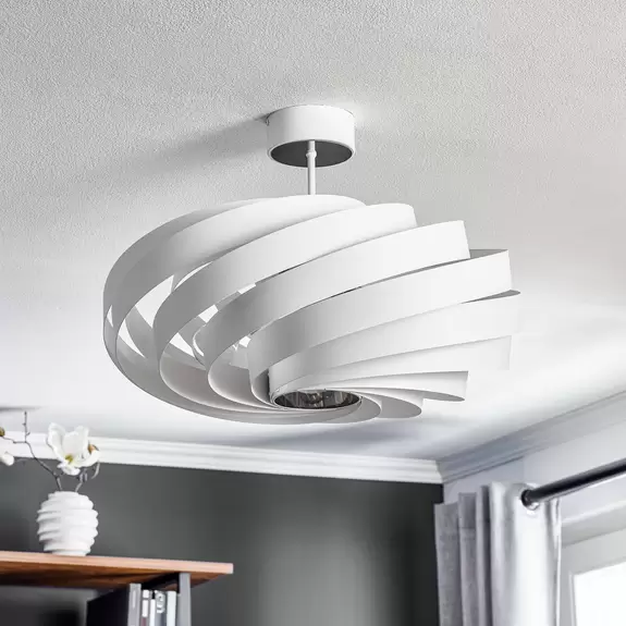 Lampenwelt Deckenleuchte Vento, weiß, Ø 60 cm, Metall, E27 Tiefpreis