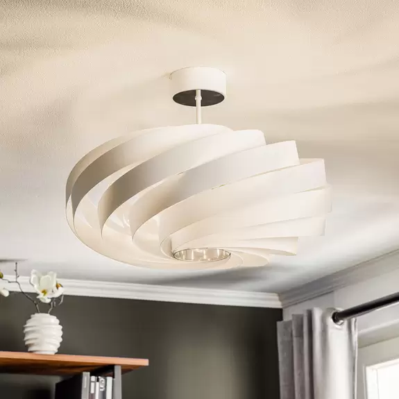 Lampenwelt Deckenleuchte Vento, weiß, Ø 60 cm, Metall, E27 Tiefpreis