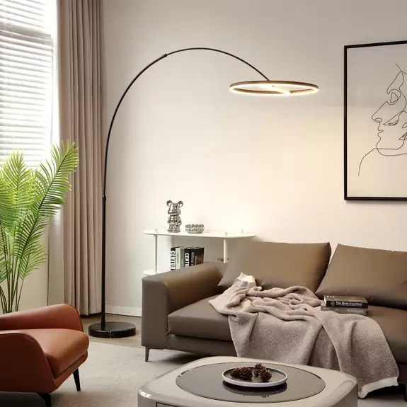 Lampenwelt Lucande Virvera LED-Bogenstehlampe, rund, schwarz Letzter Tag