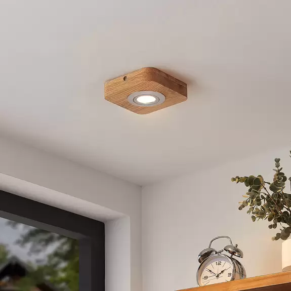 Lampenwelt Lindby Mikari LED-Deckenleuchte aus Holz, 1-fl Super Rabatt