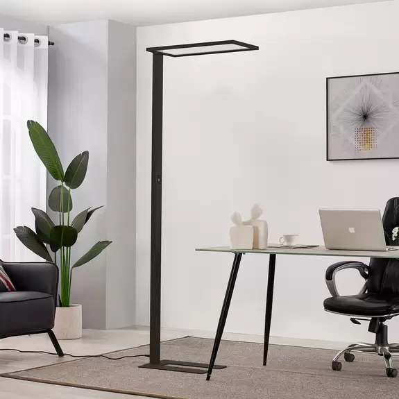 Lampenwelt Prios Taronis LED-Büro-Stehlampe, Dimmer, schwarz Clearance-Verkauf