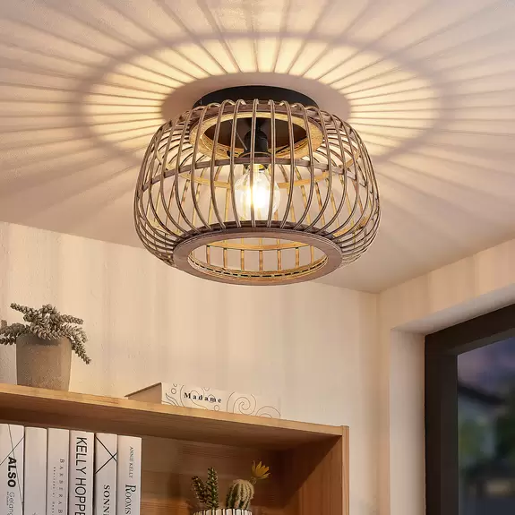 Lampenwelt Lindby Bominio Deckenleuchte aus Rattan, 40 cm Kostenloser Versand international