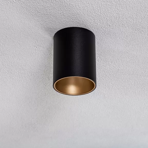 Lampenwelt Deckenleuchte Eye Tone, schwarz/gold im Angebot