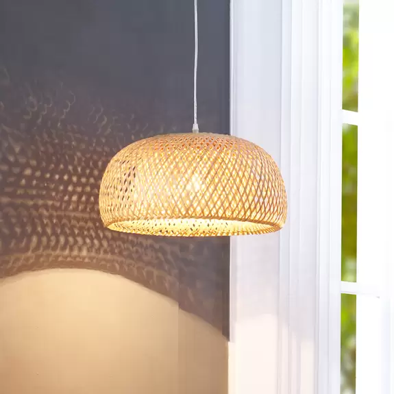 Lampenwelt Lindby Hängeleuchte Jadwiga, Ø 45 cm, Bambus, E27 Günstiger Verkauf