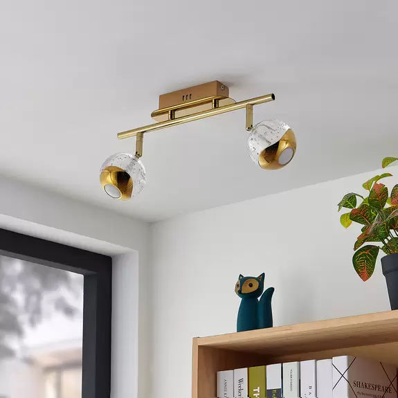 Lampenwelt Lucande Kilio LED-Deckenstrahler, 2-flammig, gold Kostenloser Versand