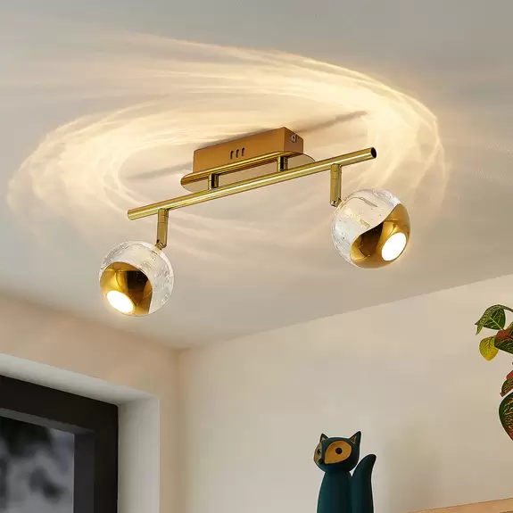 Lampenwelt Lucande Kilio LED-Deckenstrahler, 2-flammig, gold Kostenloser Versand