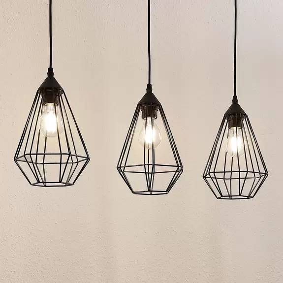 Lampenwelt Pendelleuchte Elda mit Käfigen, länglich, schwarz Fabrik Onlineshop