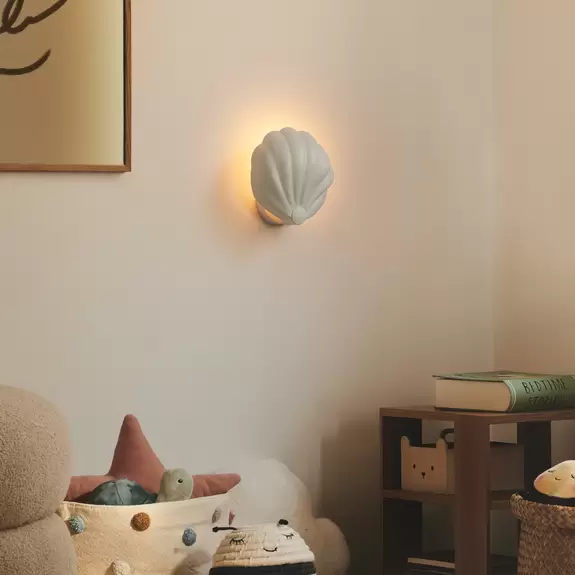 Lampenwelt Wandleuchte Konchi mit Kabel und Stecker, weiß Sonderangebot