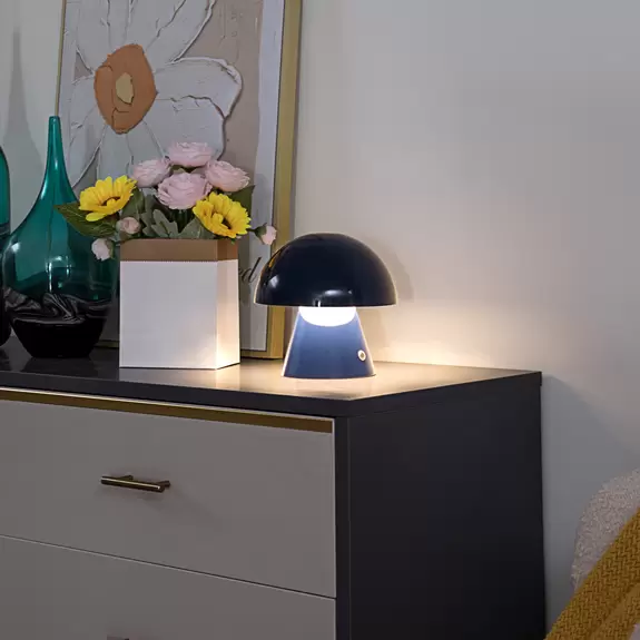 Lampenwelt Lindby LED-Akkutischlampe Nevijo, blau, Eisen, USB, Dimmer Preisnachlass