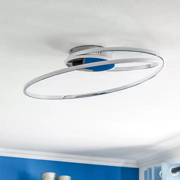 Lampenwelt Lindby Dorle LED-Deckenleuchte, chrom, Ø 60 cm Black Friday