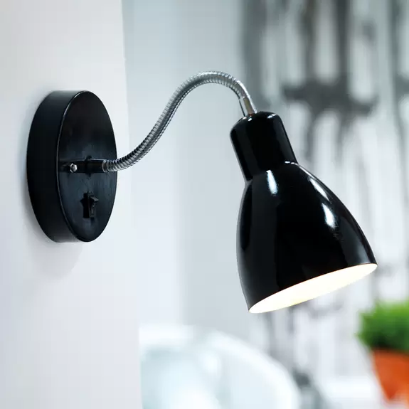 Lampenwelt Flexible Wandleuchte CYCLONE, schwarz Online Outlet
