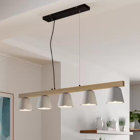Lampenwelt Lucande Hängelampe Kalinda, grau, Beton, 110,5 cm lang, E14 Bis zu 55% Rabatt