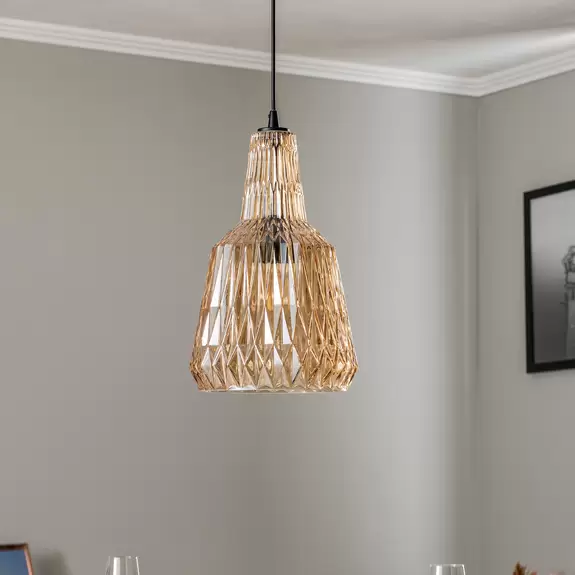 Lampenwelt Lindby Hängeleuchte Belarion, bernstein, Glas, Ø 23 cm Nur noch ein Tag übrig