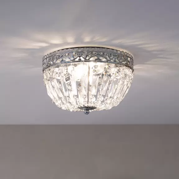 Lampenwelt Deckenlampe Etienne Glaskristalle Ø 25cm chrom Angebote