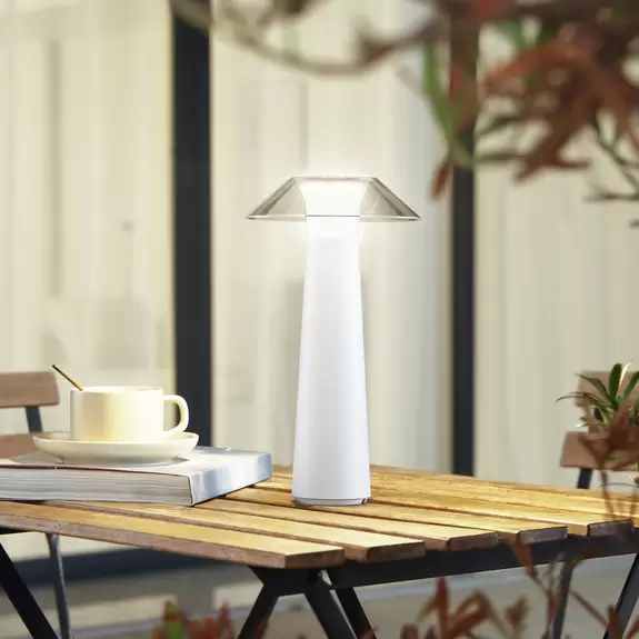 Lampenwelt Lindby LED-Akku-Außentischleuchte Gomba, weiß, dimmbar Cyber Monday