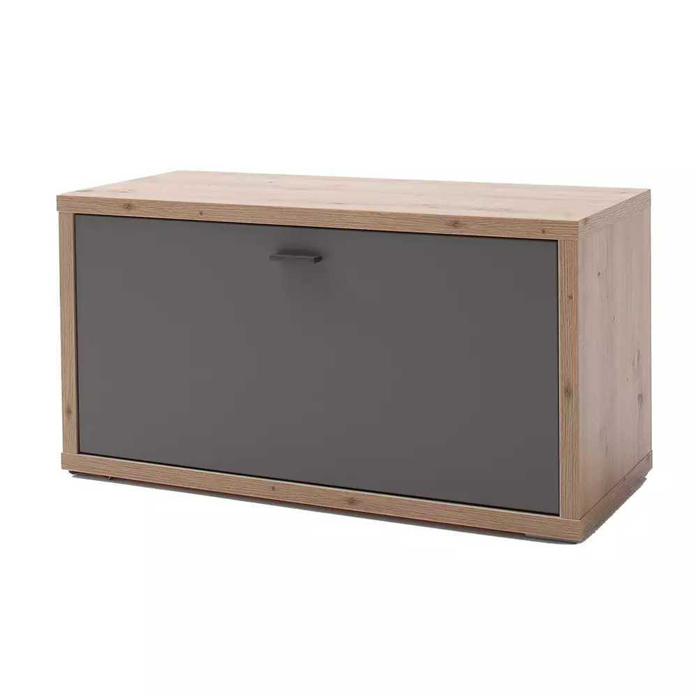 Lomadox Garderobenbank grau matt, Eiche LAKELAND-05