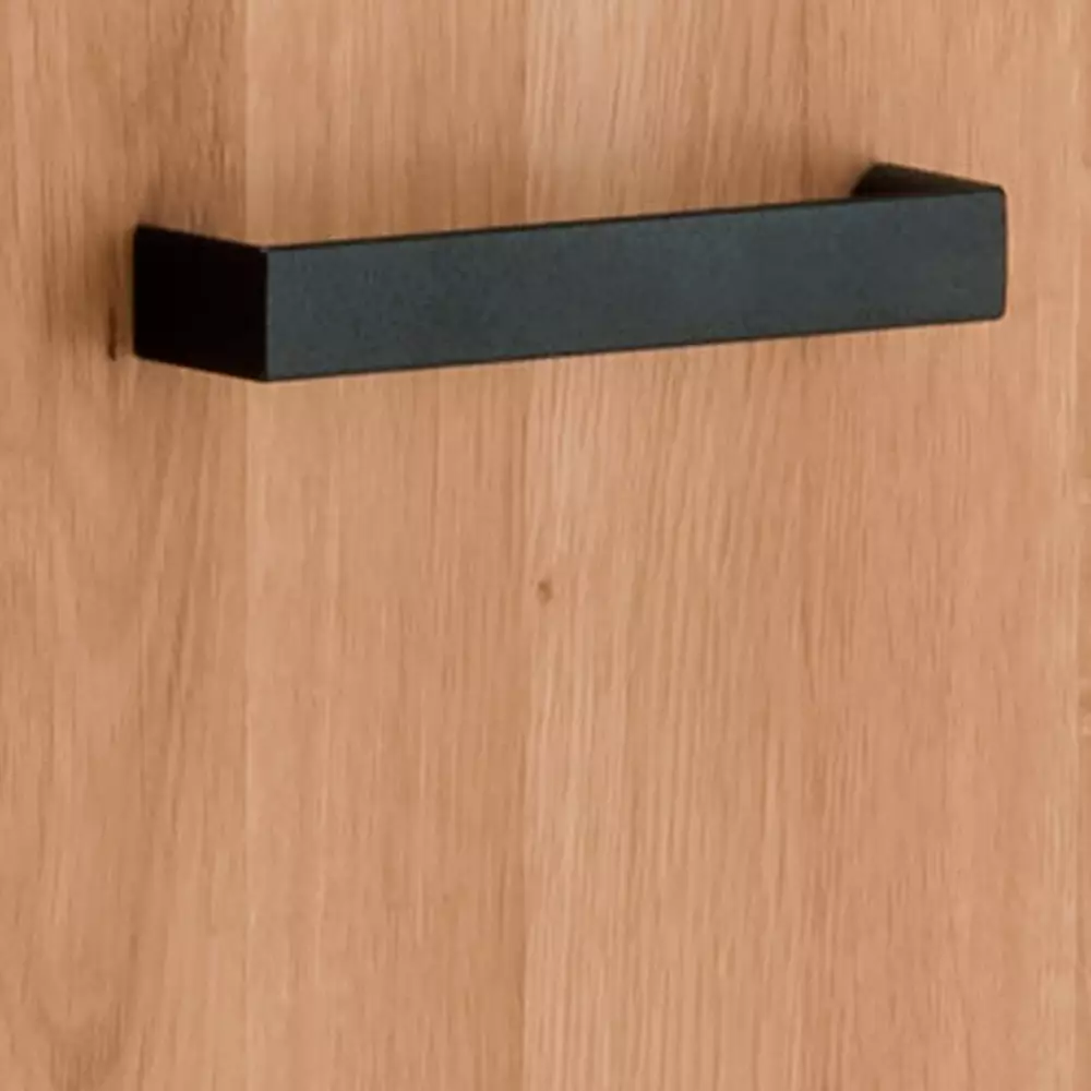 Lomadox Dielenschrank Eiche massiv geölt LEUNA-64 mit Metallgriffen in schwarz, B/H/T: ca. 60/195/39 cm Hotsell