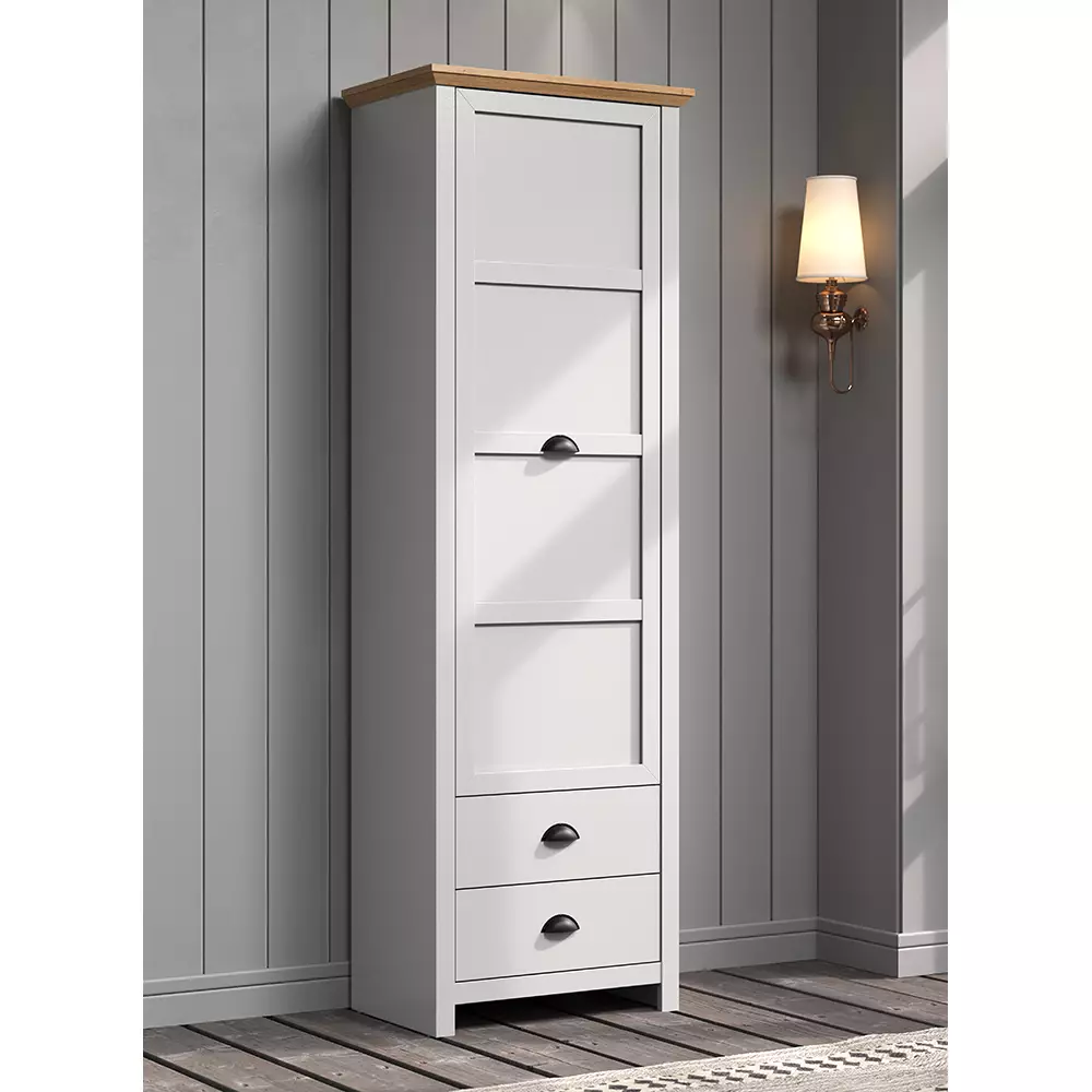 Lomadox Flur Garderobenschrank in lichtgrau mit Artisan Eiche Nb. LICATA-19, B/H/T ca. 65/201/41 cm Fabrikverkauf