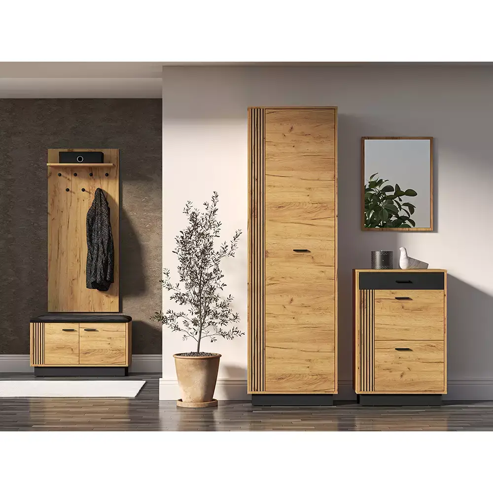 Lomadox Flur komplett Set inkl. Spiegel in Gold Craft Eiche VINICA-131