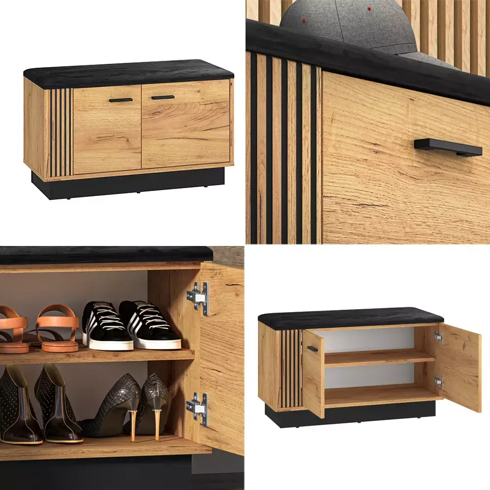 Lomadox Flur komplett Set inkl. Spiegel in Gold Craft Eiche VINICA-131 Sonderangebot