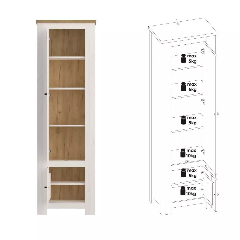 Lomadox Flur komplett Set Landhausstil Lärche weiß mit Eiche COSLADA-129 Rabatt