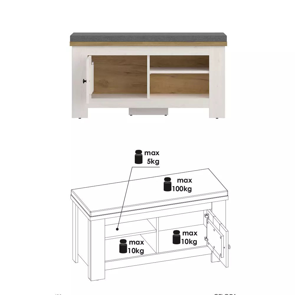 Lomadox Flur komplett Set Landhausstil Lärche weiß mit Eiche COSLADA-129 Rabatt