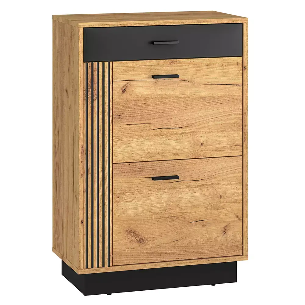 Lomadox Flur Schuhschrank in Gold Craft Eiche VINICA-131