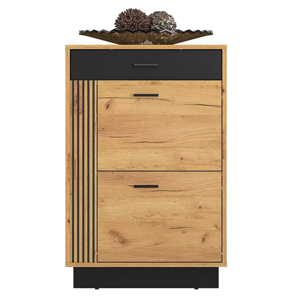 Lomadox Flur Schuhschrank in Gold Craft Eiche VINICA-131 Saisonschlussverkauf