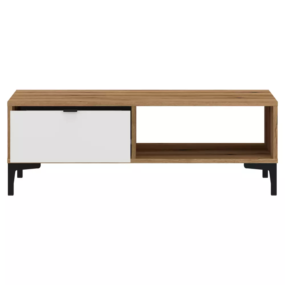 Lomadox Couchtisch Eiche mit weiß und Rillenoptik 100 cm breit RISBY-129 Osterangebot