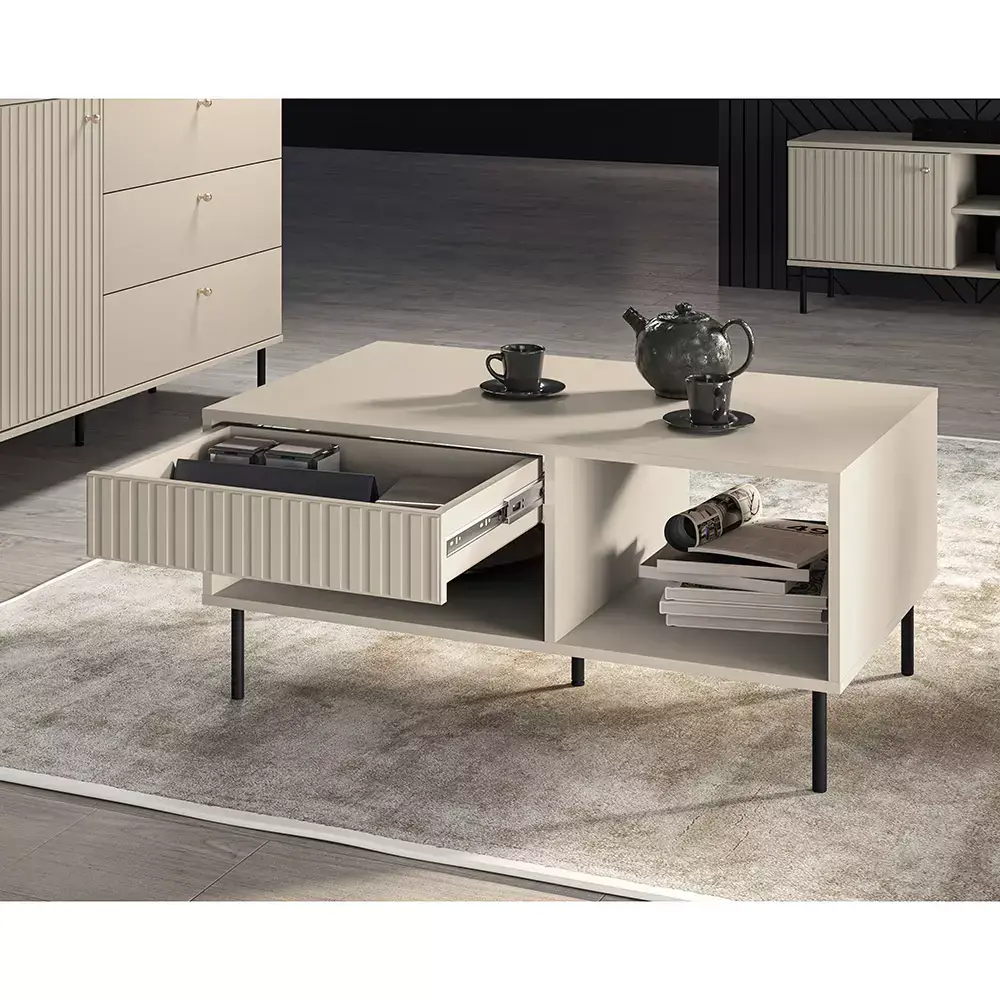 Lomadox Couchtisch SALOU-131 in kaschmir matt, Schublade mit Softclose, B/H/T ca. 100/48/60 cm Muttertagsangebot