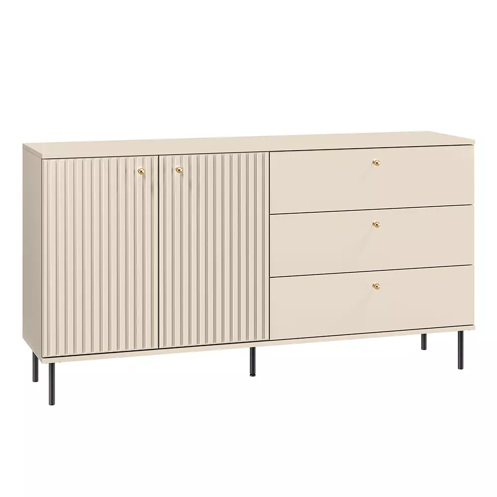 Lomadox Sideboard SALOU-131 in kaschmir matt in Rillenoptik mit goldfarbenen Griffen, B/H/T ca. 160/85/40 cm Neueste Mode
