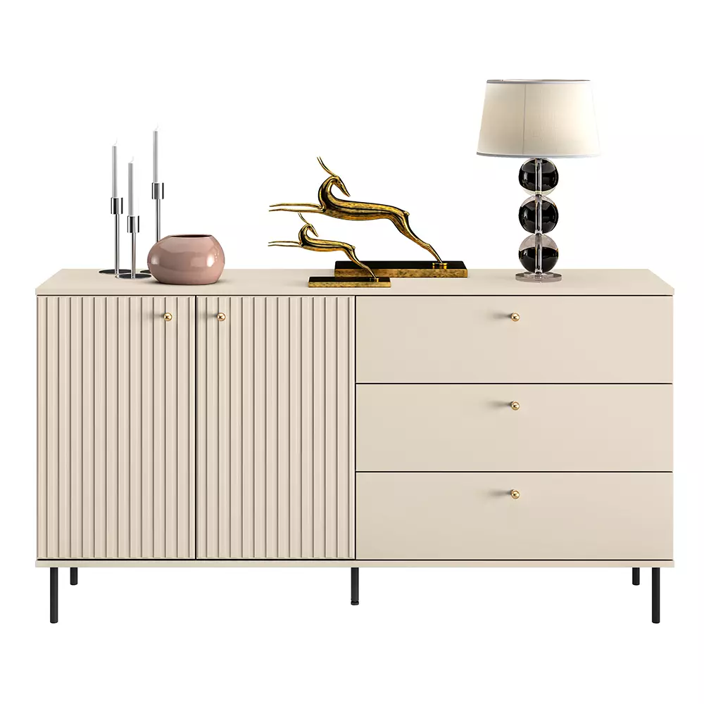 Lomadox Sideboard SALOU-131 in kaschmir matt in Rillenoptik mit goldfarbenen Griffen, B/H/T ca. 160/85/40 cm Neueste Mode