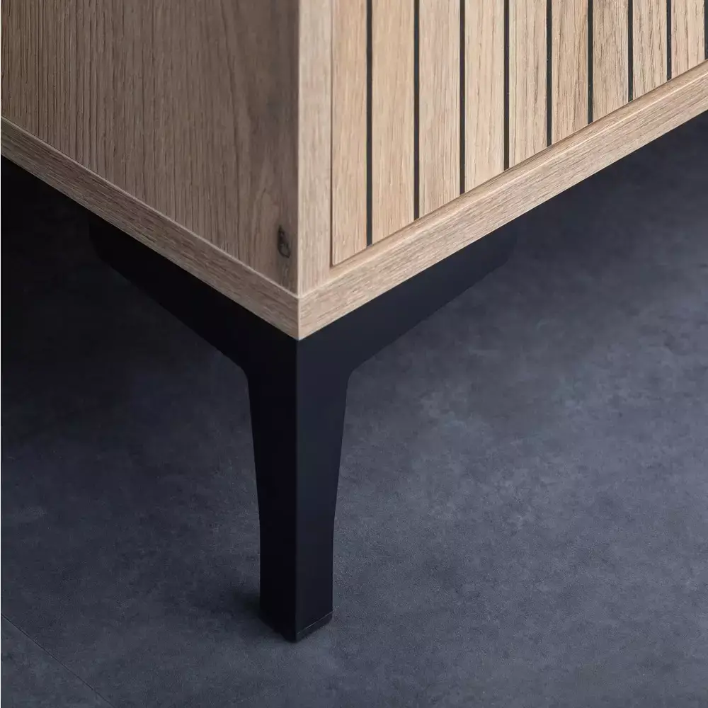 Lomadox Vitrine Eiche mit weiß und Rillenoptik RISBY-129 Exklusive Angebote