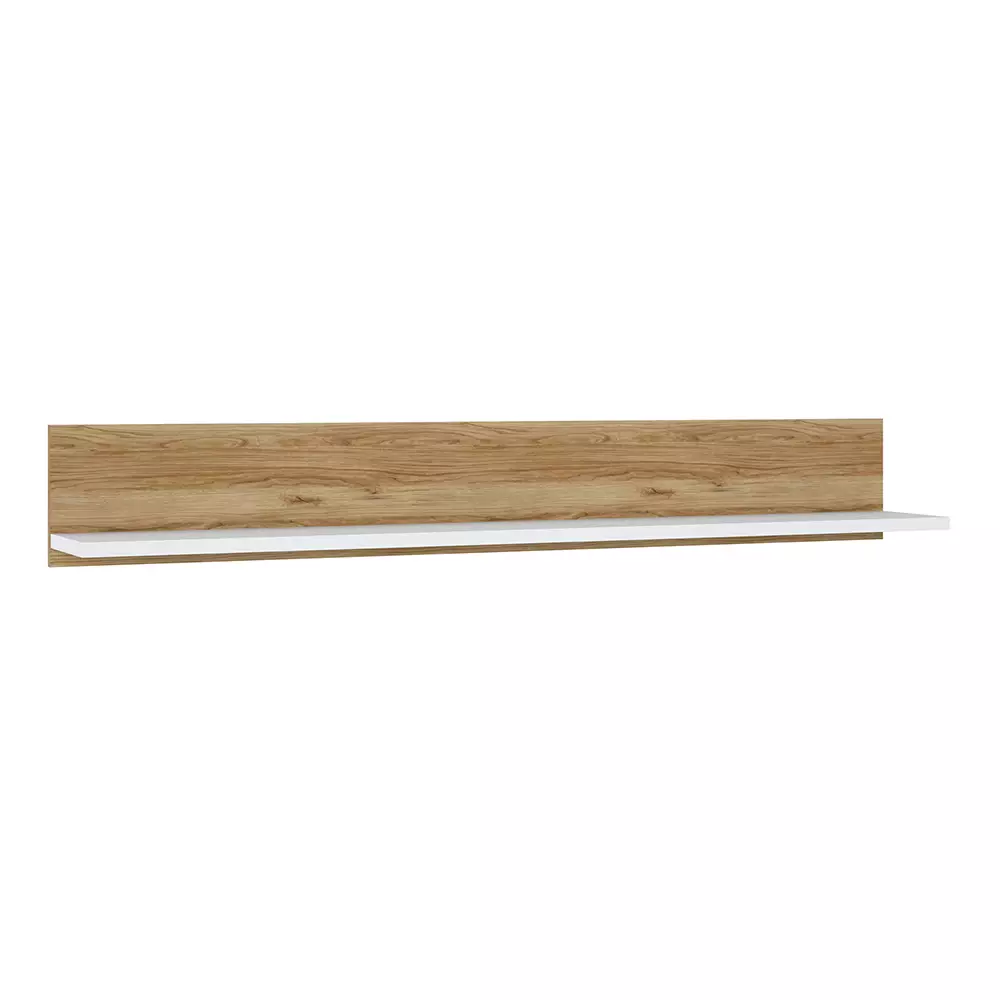 Lomadox Wandboard in weiß mit Eiche Nb. SANDVIKA-129, B/H/T ca. 153/22/22 cm