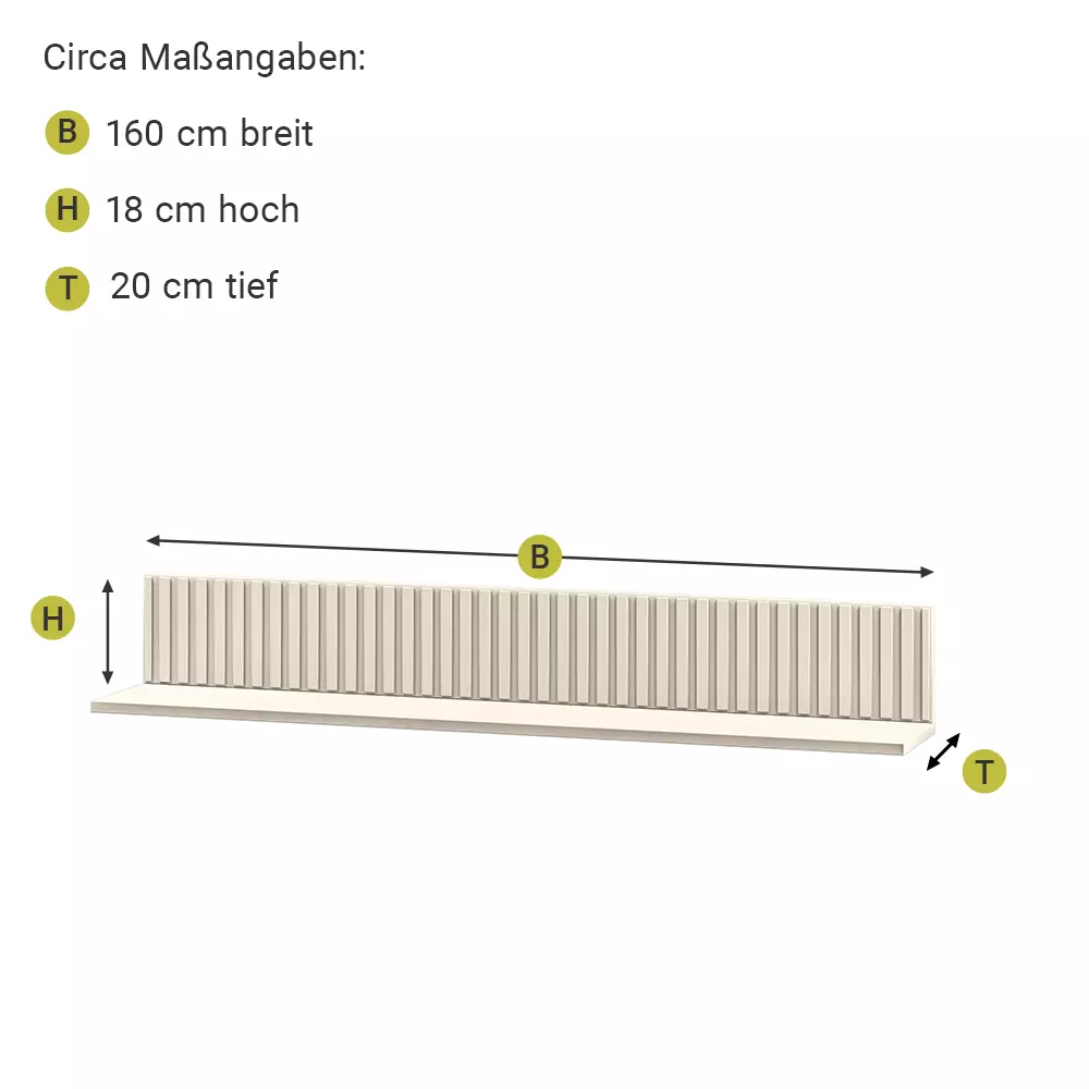 Lomadox Wandboard, 120 cm breit, in kaschmir, Rillenoptik, SALOU-131, B/H/T ca. 120/18/20 cm Neuheiten