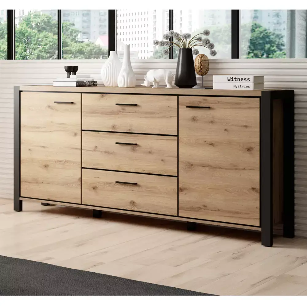 Lomadox Wohnwand Set inkl. Couchtisch und Sideboard ACCRA-83 in Taurus Eiche Nb., B/H/T: ca. 180/128/41 cm Kauf eins, bekomm eins gratis