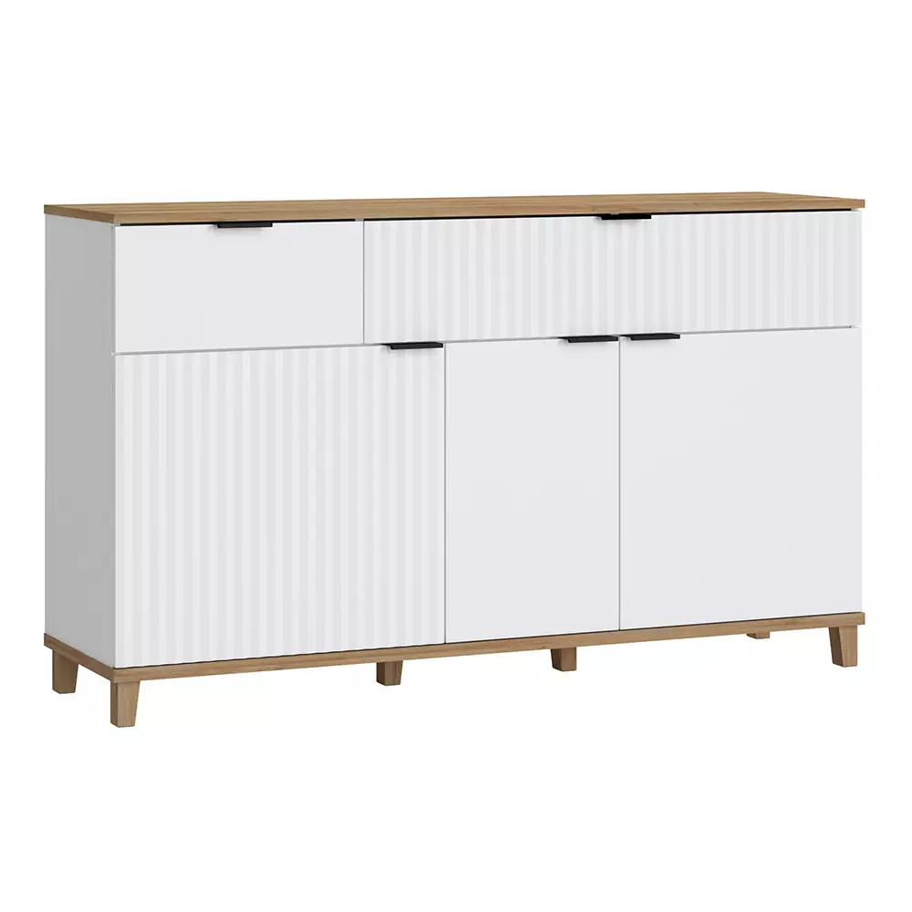 Lomadox Wohnwand mit Sideboard und Couchtisch PLYMOUTH-129 in weiß mit Eiche Nb Tiefpreis
