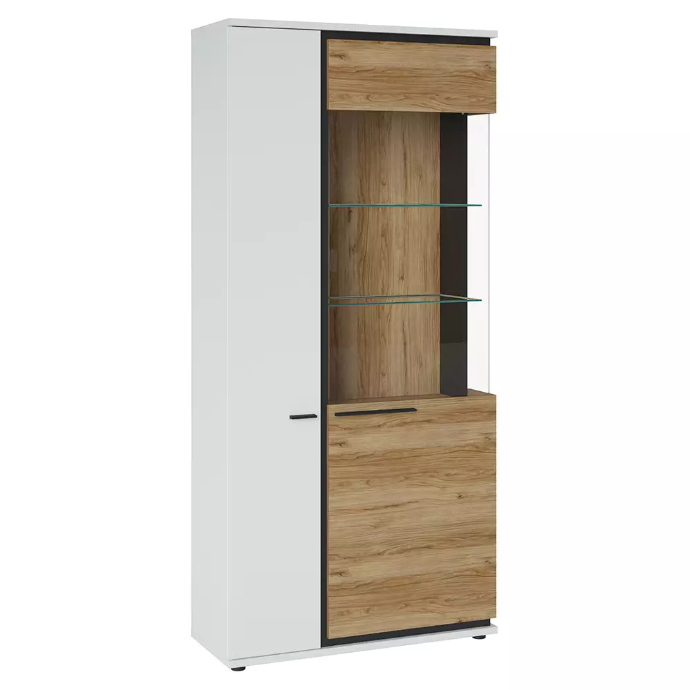 Lomadox Wohnzimmer moderne Wohnwand in weiß mit Eiche Nb. SANDVIKA-129, B/H/T ca. 379/200/40 cm Super Sparpreis