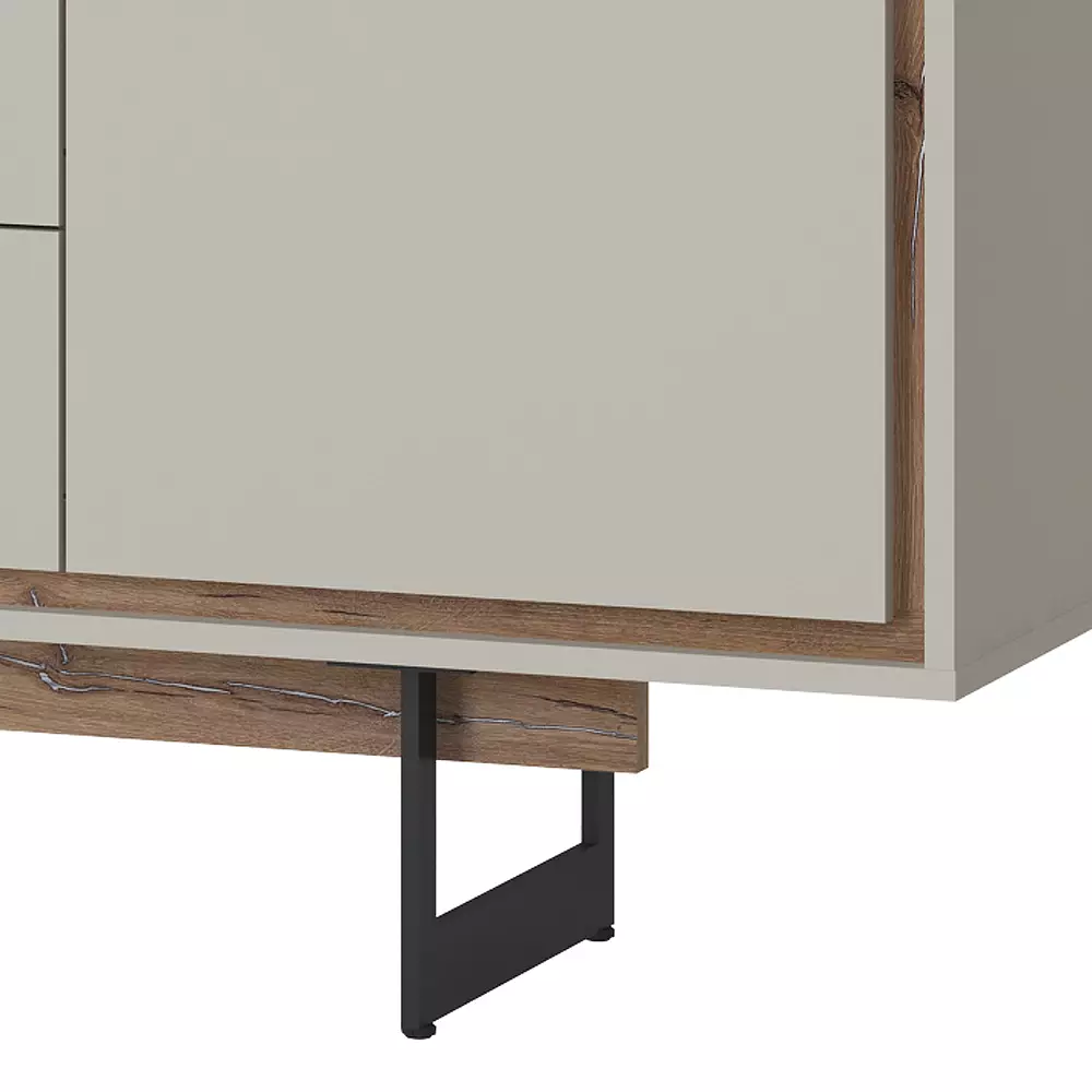 Lomadox Wohnzimmer Set Sideboard mit Wandboard in grau und Flagstaff Eiche Nb. RAMVIK-129 Wochenangebot