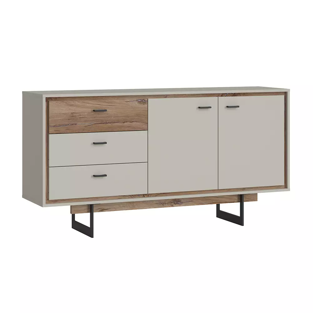 Lomadox Wohnzimmer Set Sideboard mit Wandboard in grau und Flagstaff Eiche Nb. RAMVIK-129 Wochenangebot